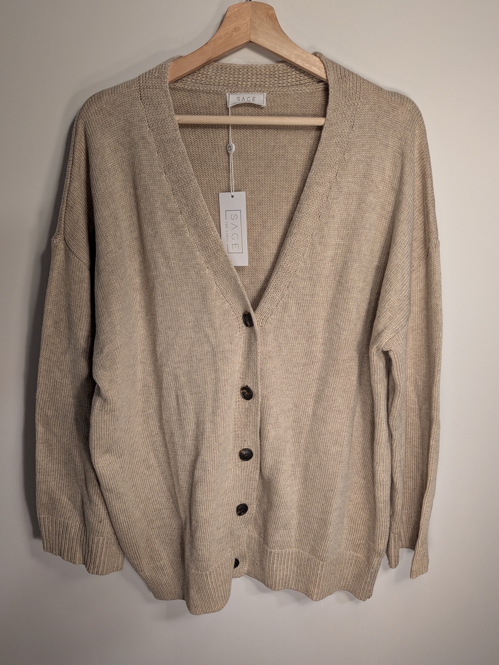 NWT Sage the Label Oversized Open Front Cardigan Oatmeal M/L